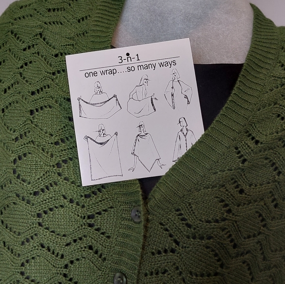 3 way convertible scarf/wrap/poncho, OS, Shopintution by Jaye Hersch - Picture 2 of 5